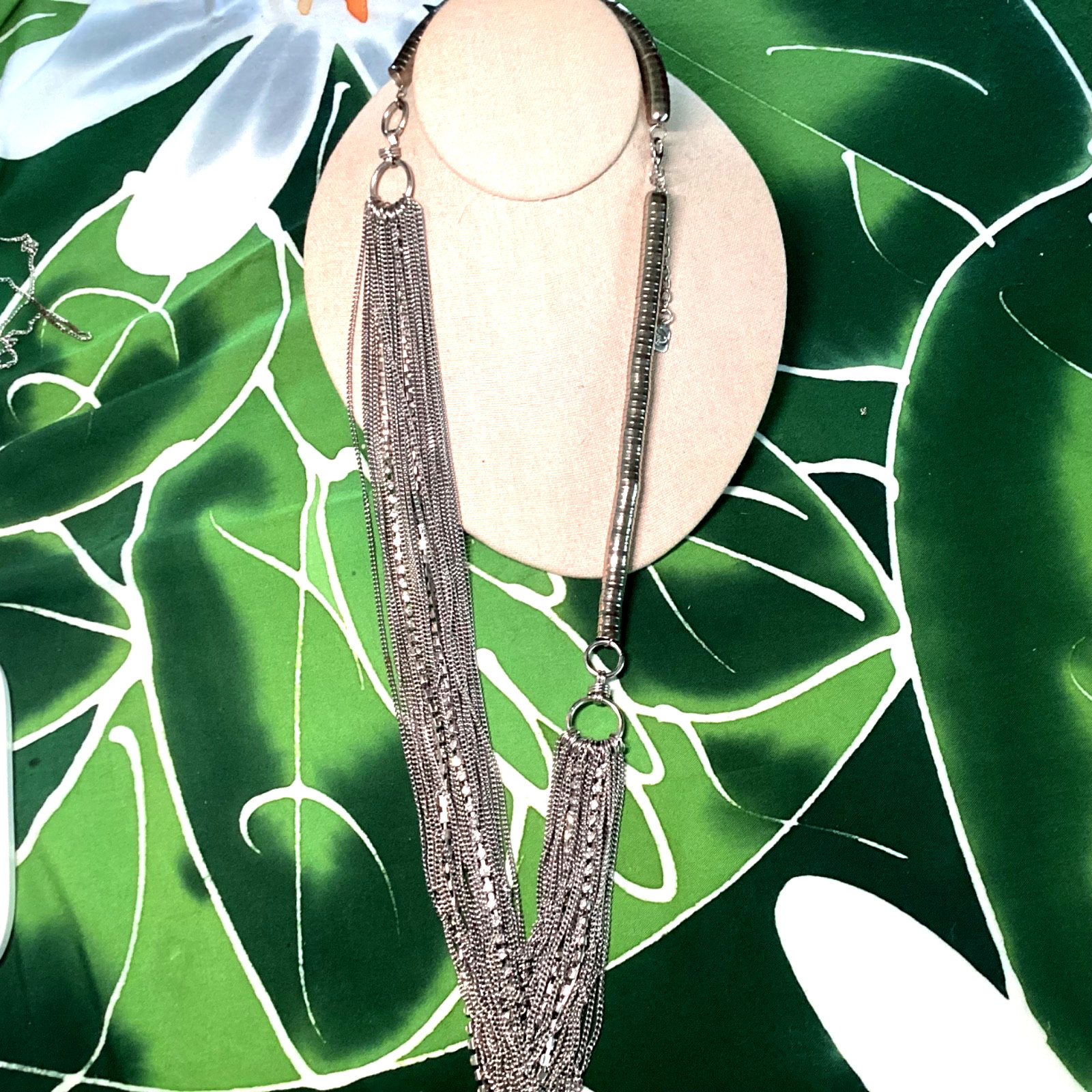 You and i 30 “Silver Tone Multi Layered Clear Crystal Statement Chain Necklace