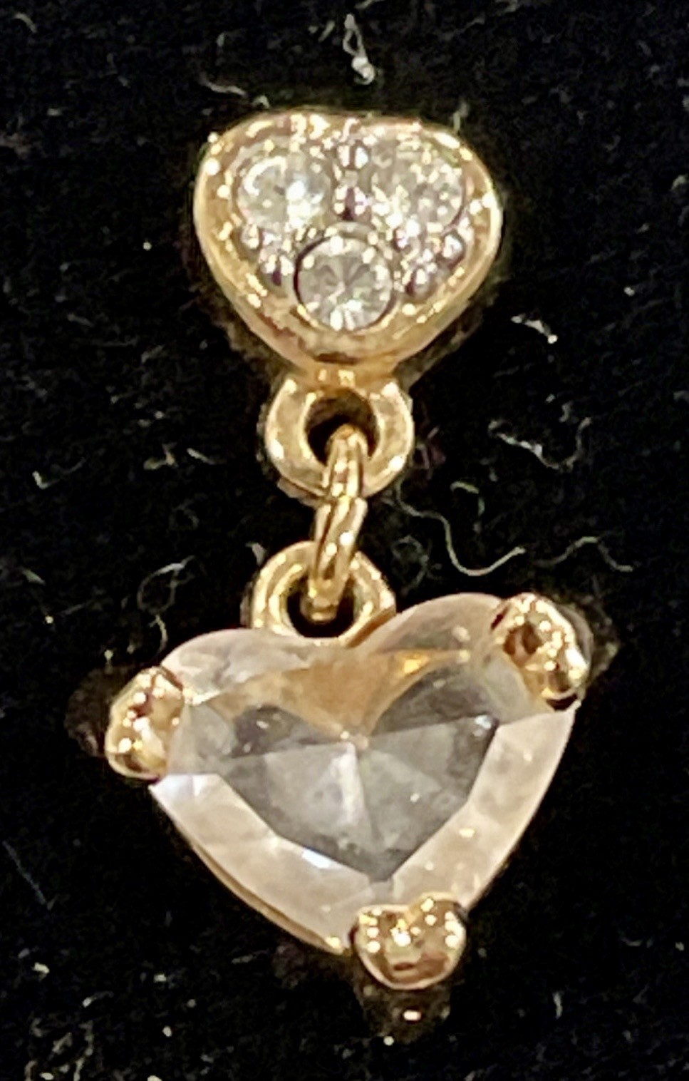 Swarovski Swan Signed Heart Earrings With 14KT Gold Posts