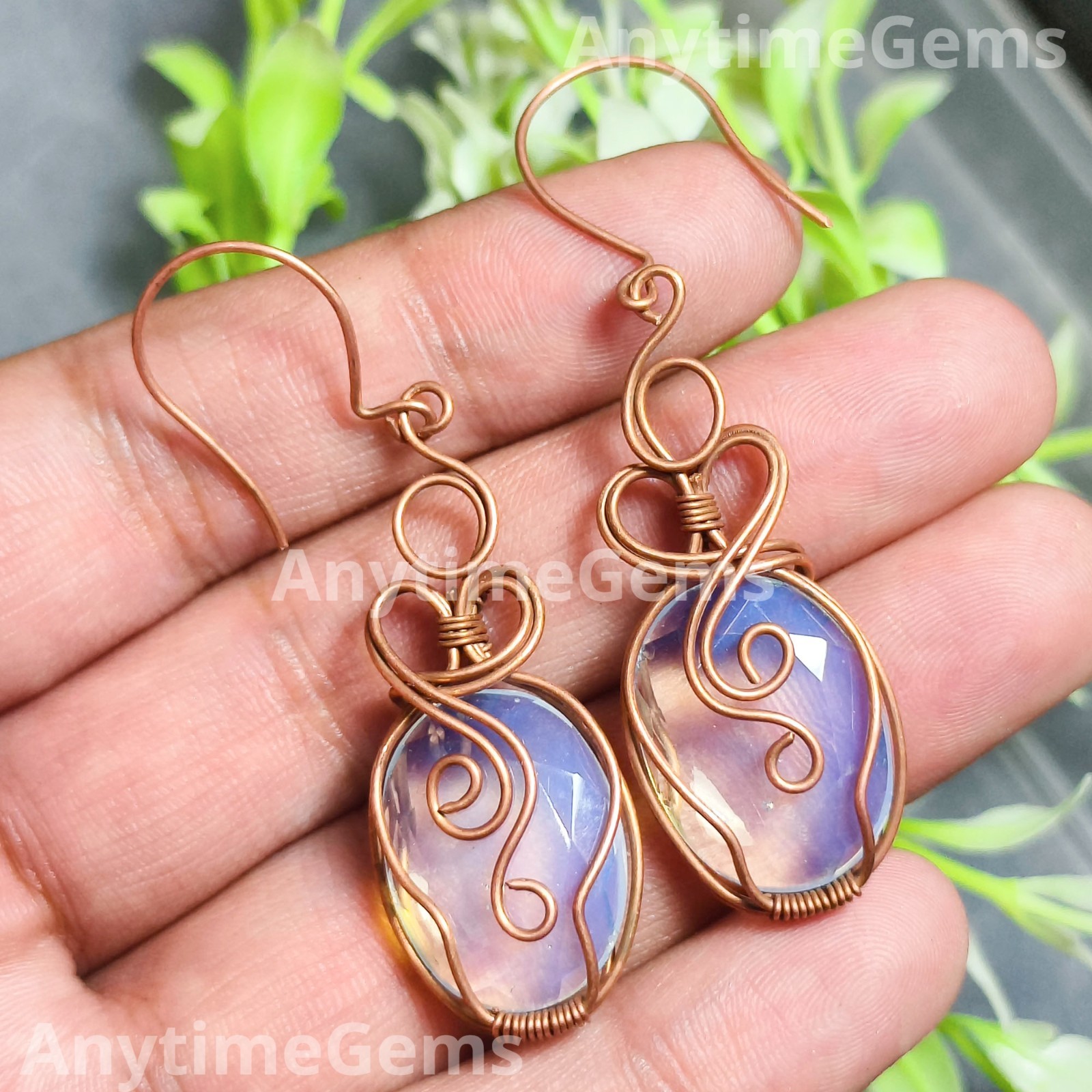 Wire Wrapped Opalite Earrings: Handmade Wire Wrapping Gemstone Earrings