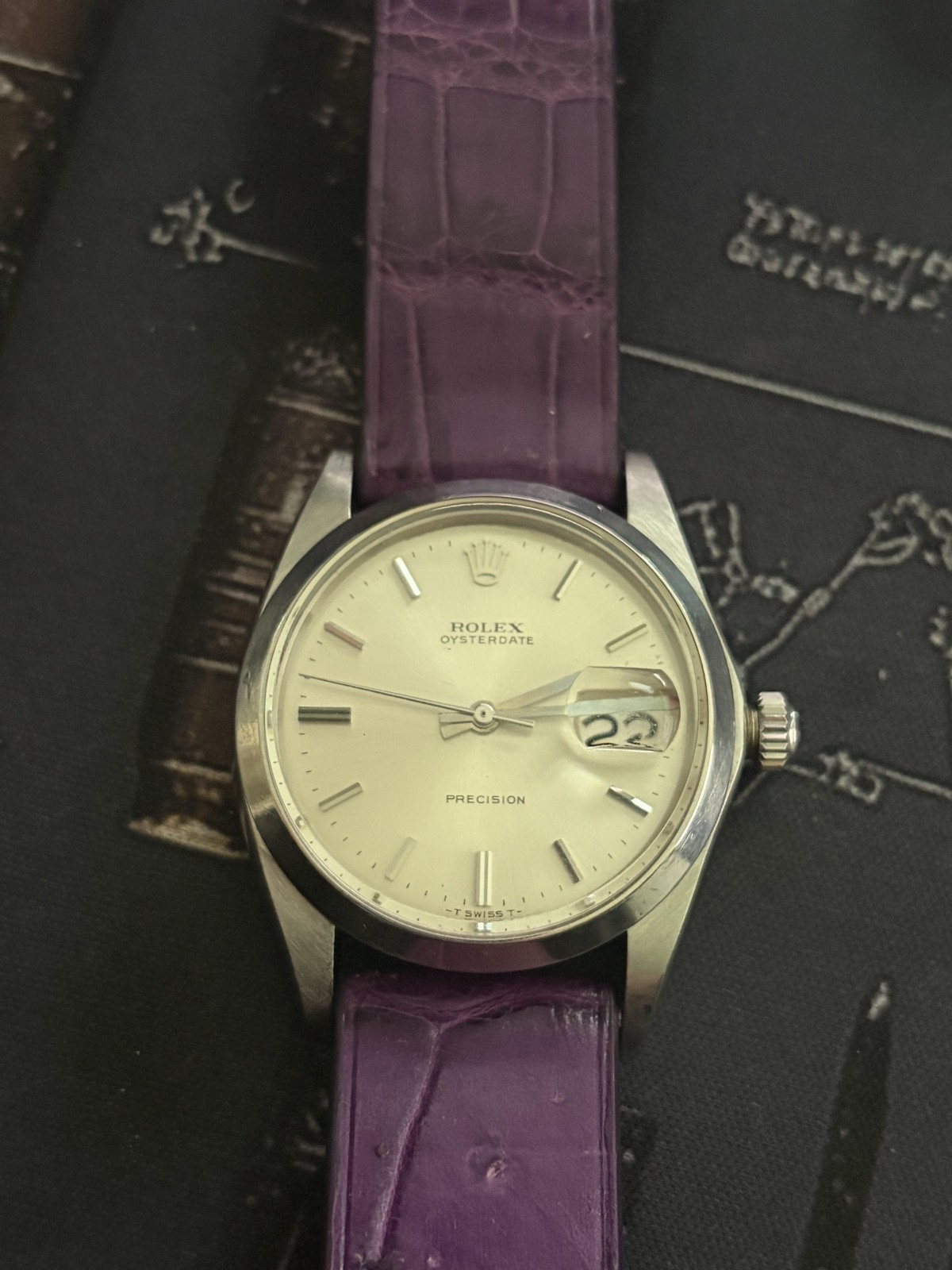 Rolex Oysterdate Precision 34mm Silver Dial 6694 w/ geuine leather Strap – 1970