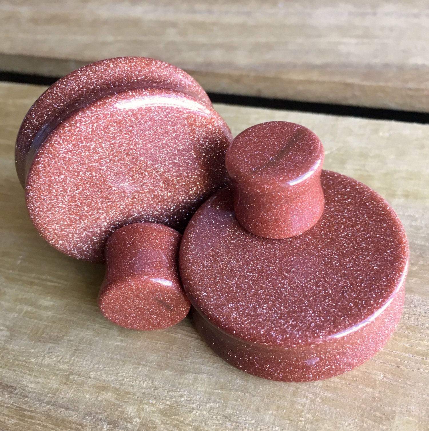 PAIR Gold Sandstone Organic Stone Plugs Gauges – 8g (3mm) up to 38mm (1.5″)