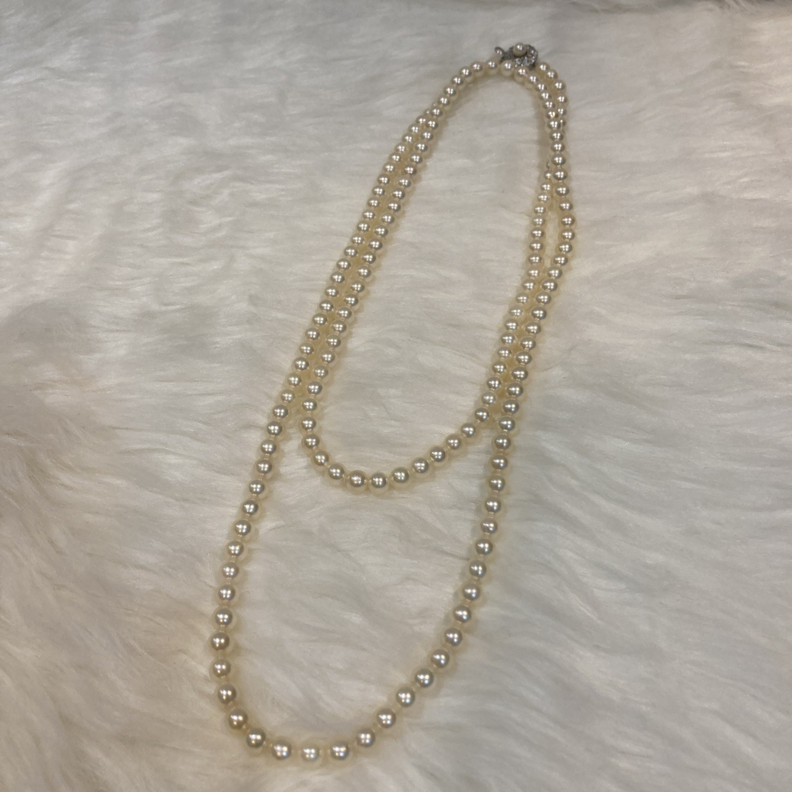 Akoya Pearl Long Necklace 104cm 61g 6-6.5mm Silver Clasp
