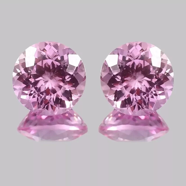 Glossy Pink Natural Zircon 8+ Ct Pair of Round Cut EGL Certified Loose Gemstone