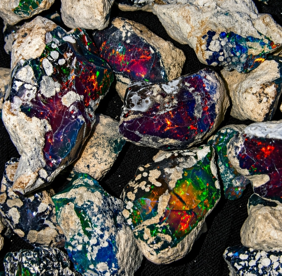 black dry opal rough, Cut grade dry opal large size gemstone, fire raw opal