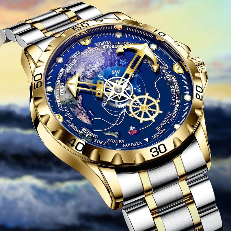 GLENAW Men’s Automatic Mechanical Watch Skeleton Dial 3TM Waterproof Watch Gift