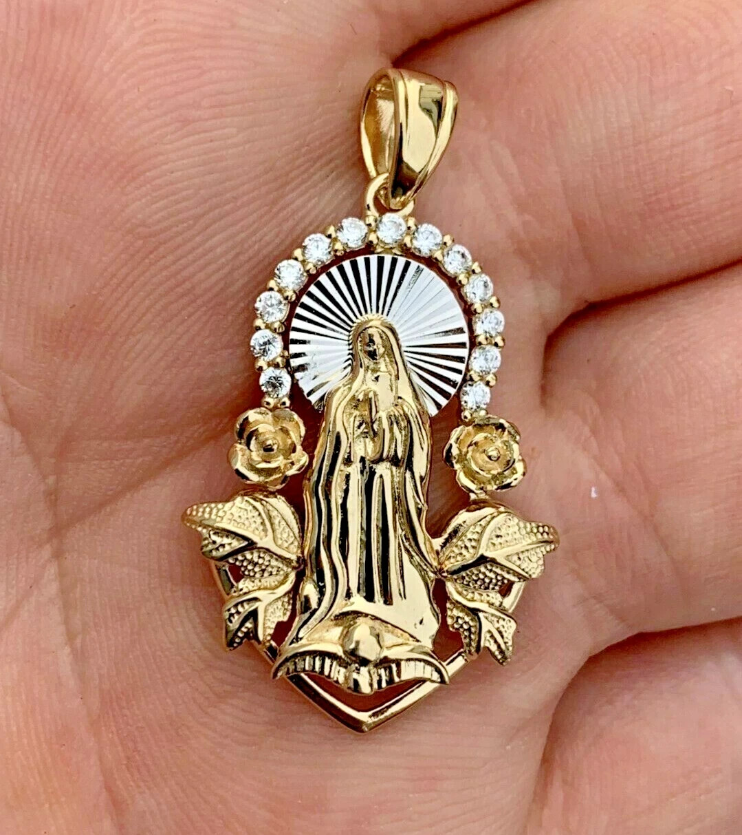 Sparkling 1.00Ct Lab Created Diamond Round Jesus Pendant 14K Yellow Gold Plated