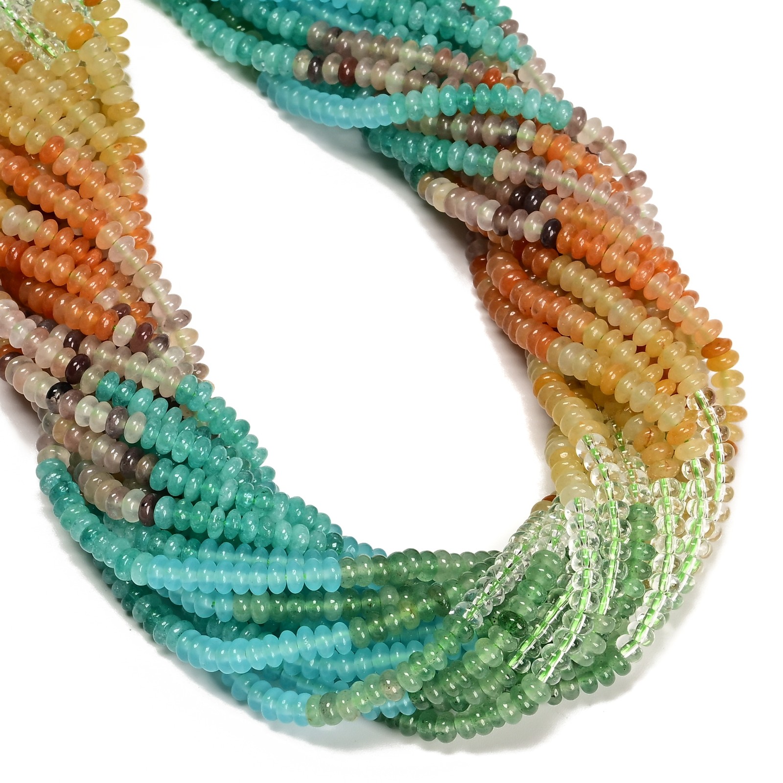 04 Multi-color Gemstone Smooth Rondelle Beads Size 2x4mm 15” Strand