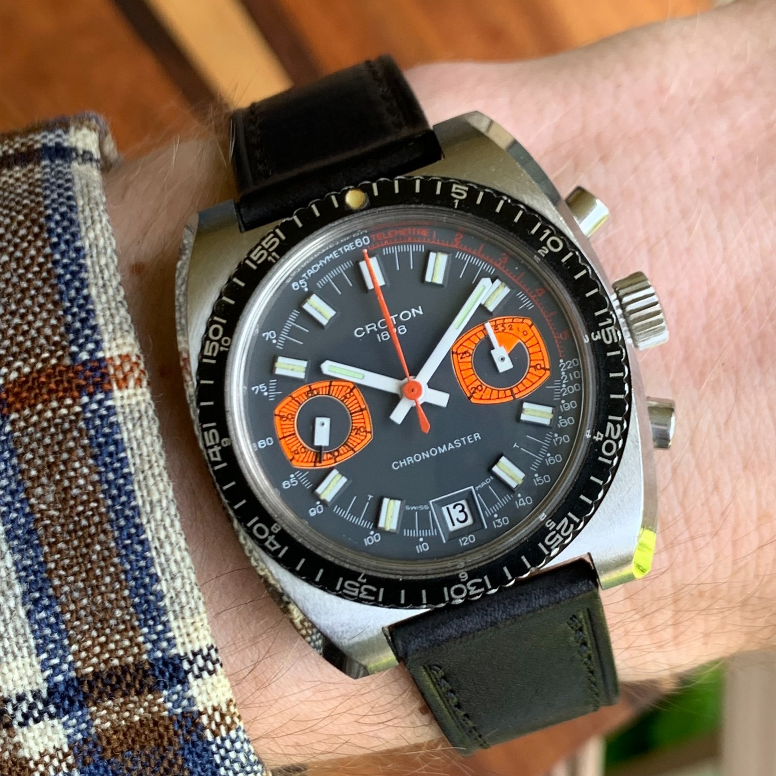 Vintage Croton Chronomaster “Dato” Orange 963011 Chronograph 37.5mm – Serviced