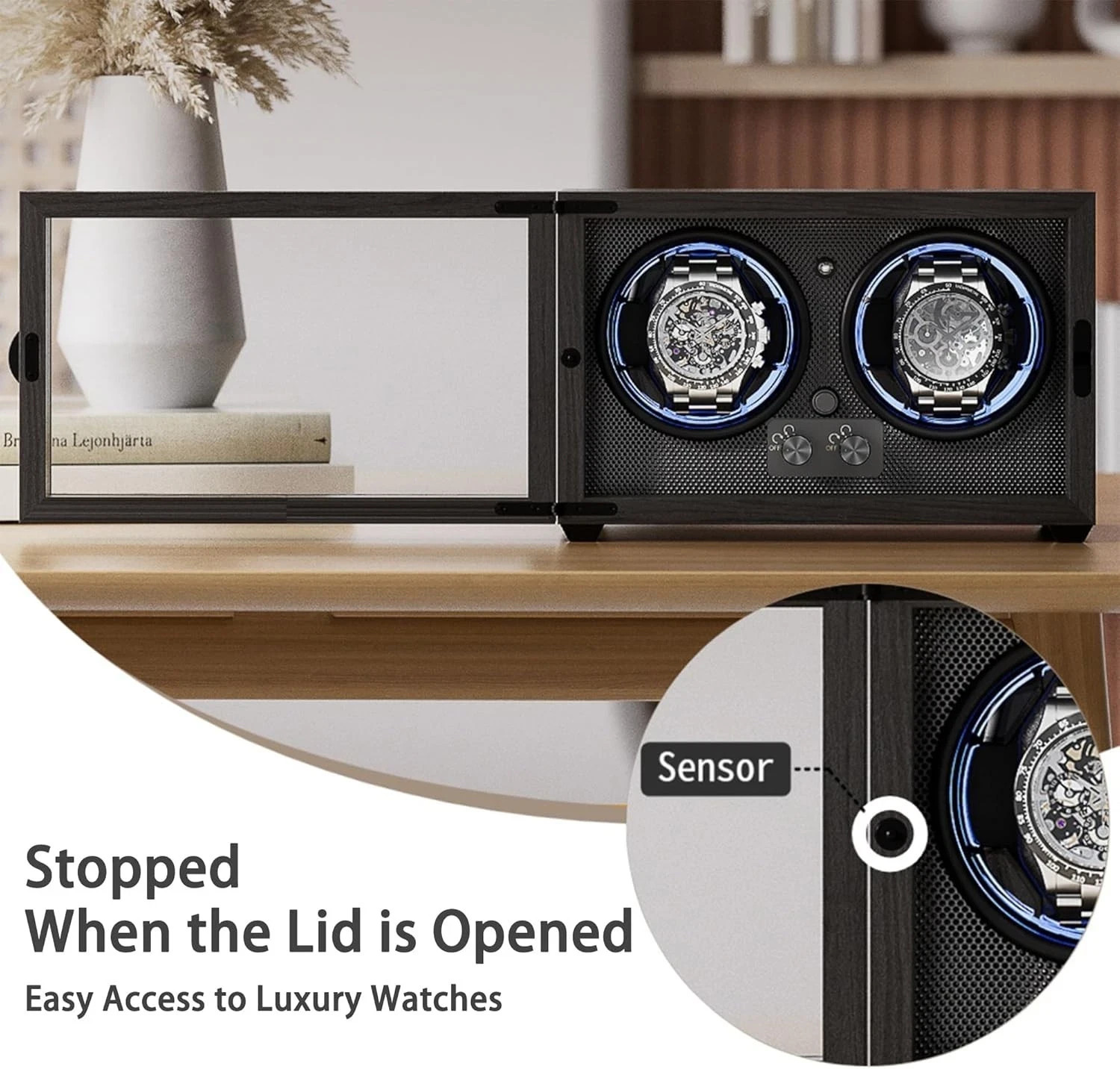 ALTIUS Watch Winder for Automatic Watches Double Automatic – Gray NEW