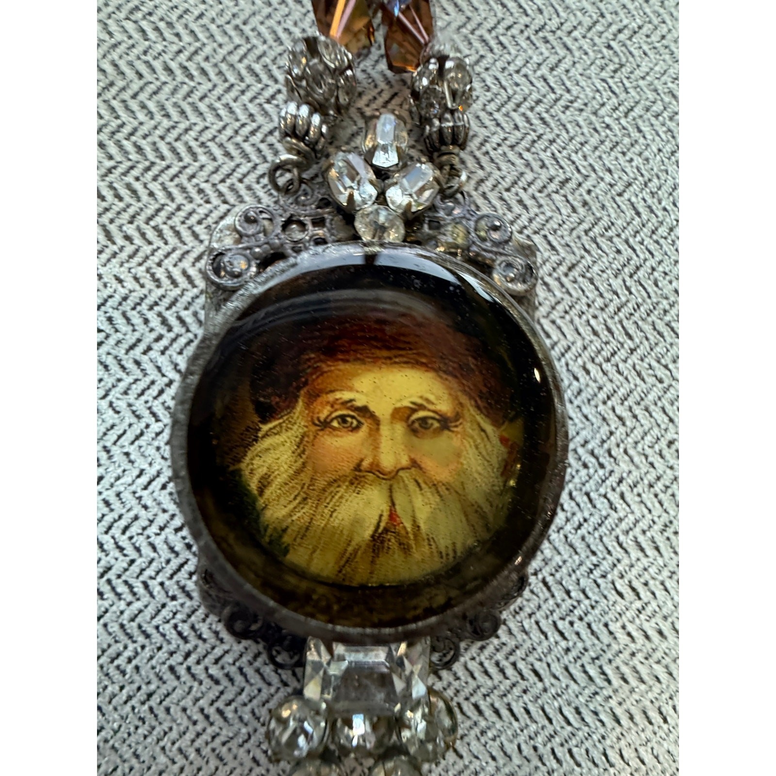Santa Christmas St. Nicholas Art Necklace Vintage Style