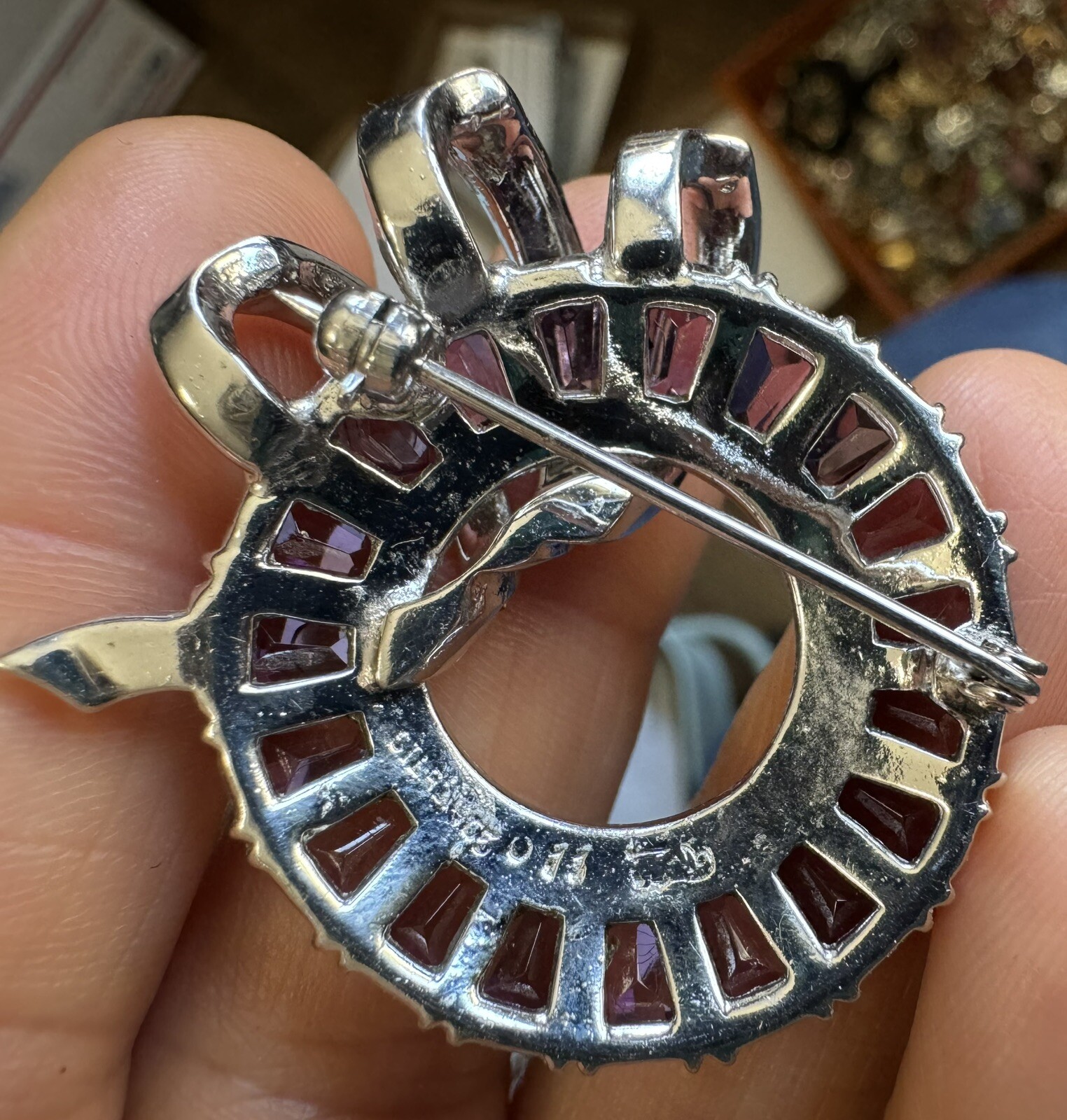 MARCEL BOUCHER PHRYGIAN CAP Sterling Silver Invisibility Set Rhinestone Brooch