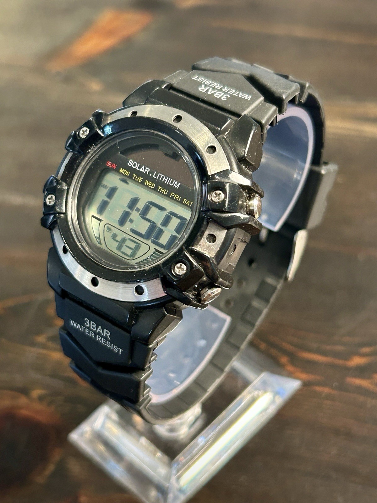 TGHK AW 91-754 Solar Lithium Digital Sport Watch CR2032 3BAR Light