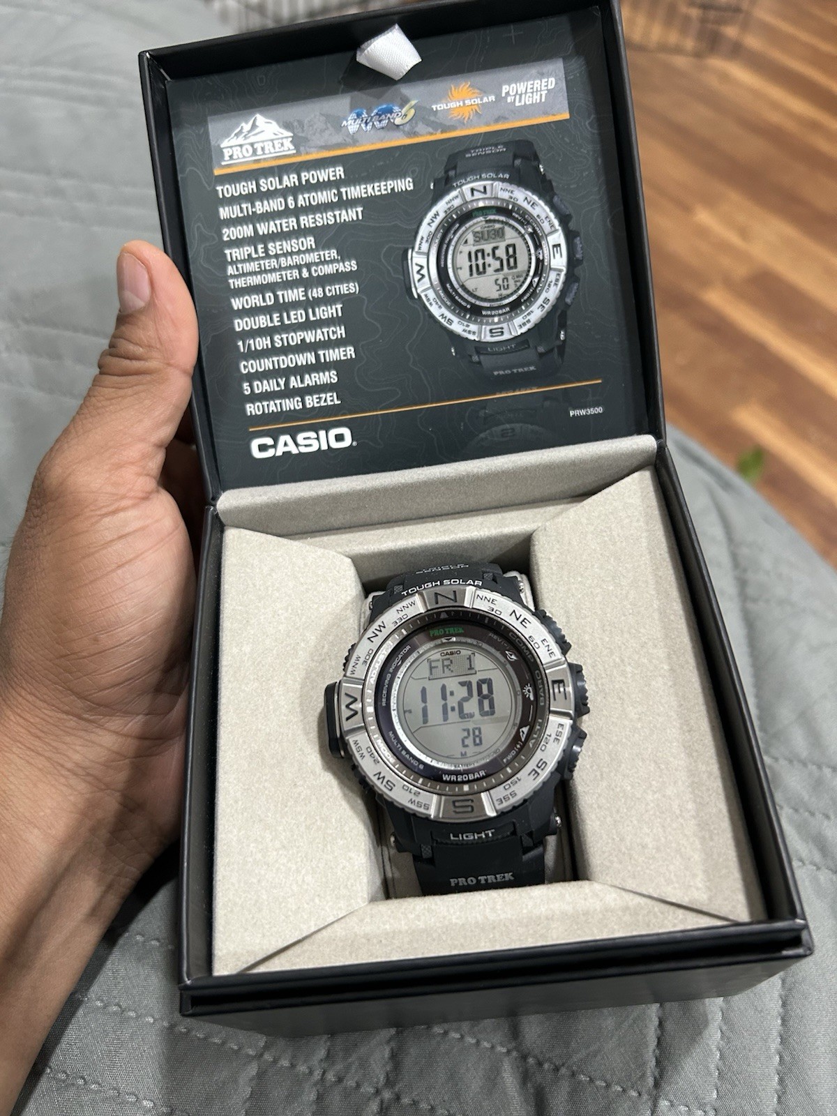 Casio Pro Trek PRW3500 Tough Solar Multi-Band 6 ABC Sensors 200m Watch