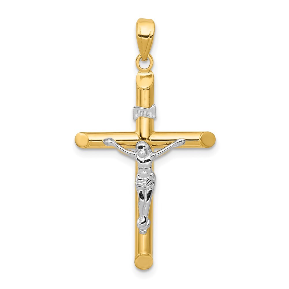 14K Yellow & White Gold Hollow Latin Crucifix Pendant K4326