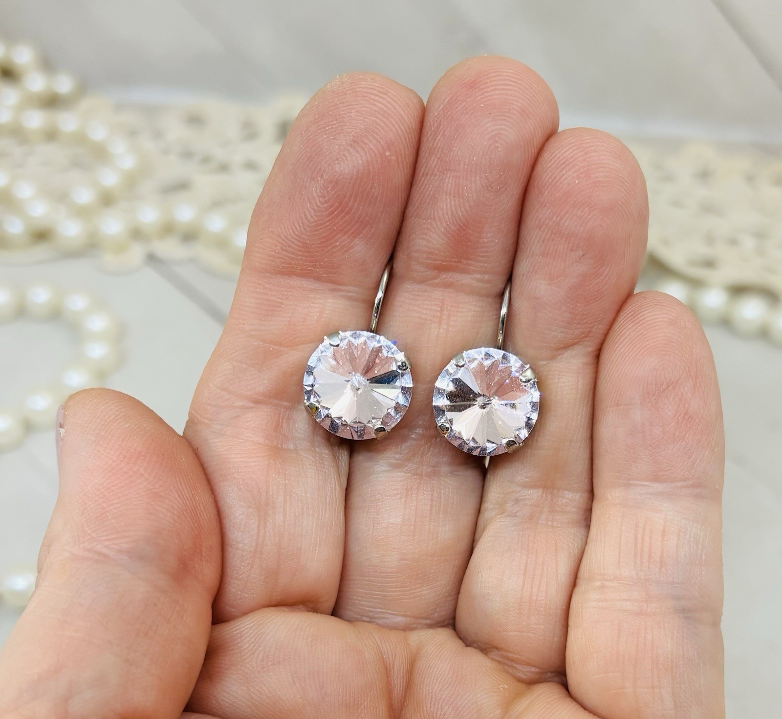 12mm Shiny Silver Plated Very Light Rosalina Pink Cup Chain Earrings Earrings