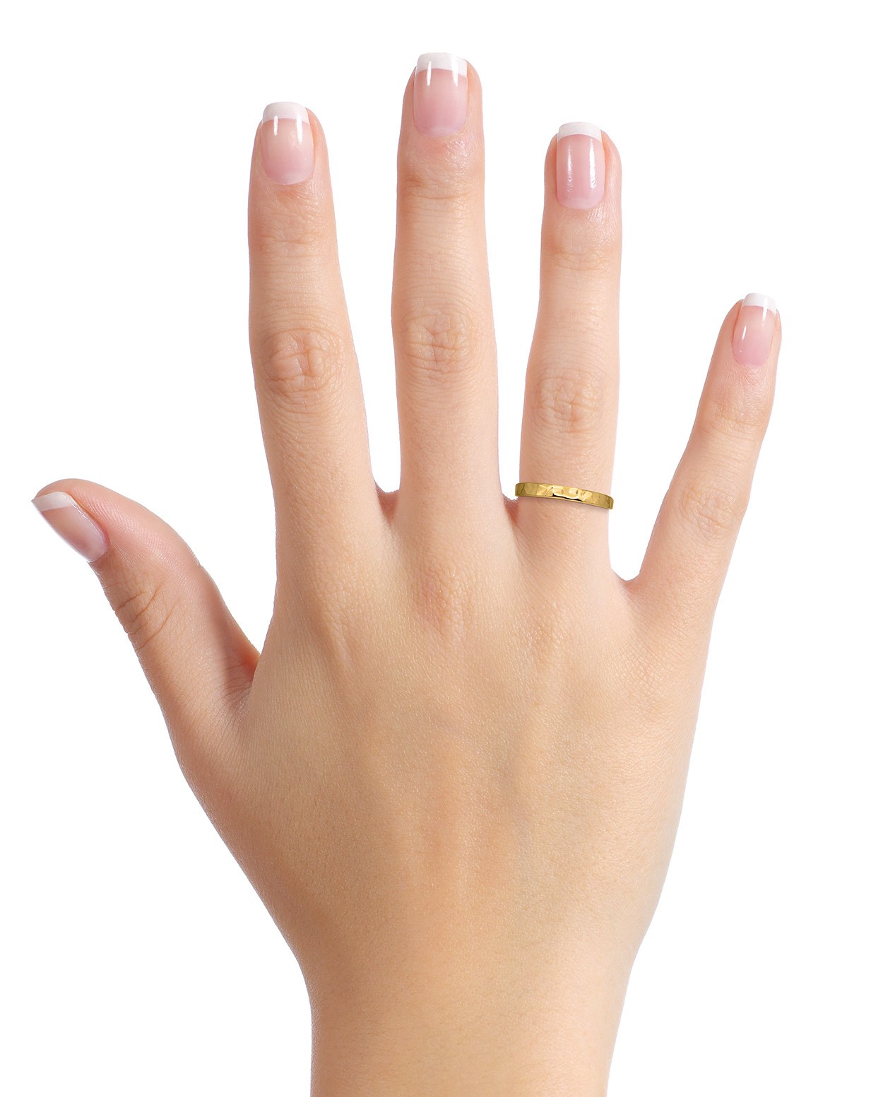 Solid 18K Yellow Gold Hammered Ring 2mm Sizes 1 – 12 Midi Faceted Stack Band