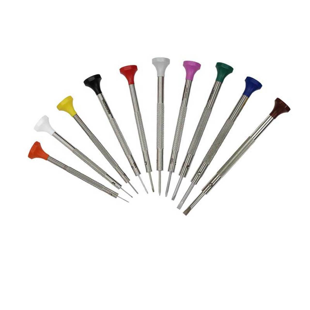 Bergeon 30081-S09 Watchmakers Screwdriver Set on Rotating Stand Stainless Steel
