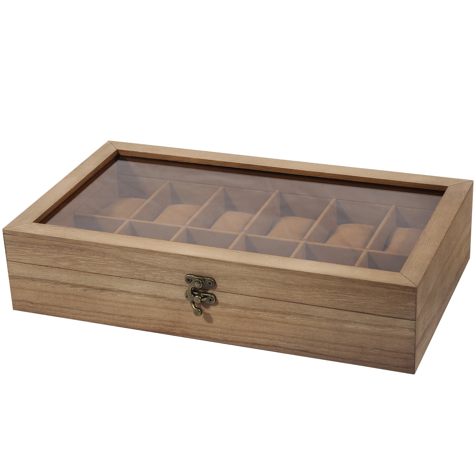 12 Slots Watch Box Solid Wood Organizer Watch Case Jewelry Storage Display Case