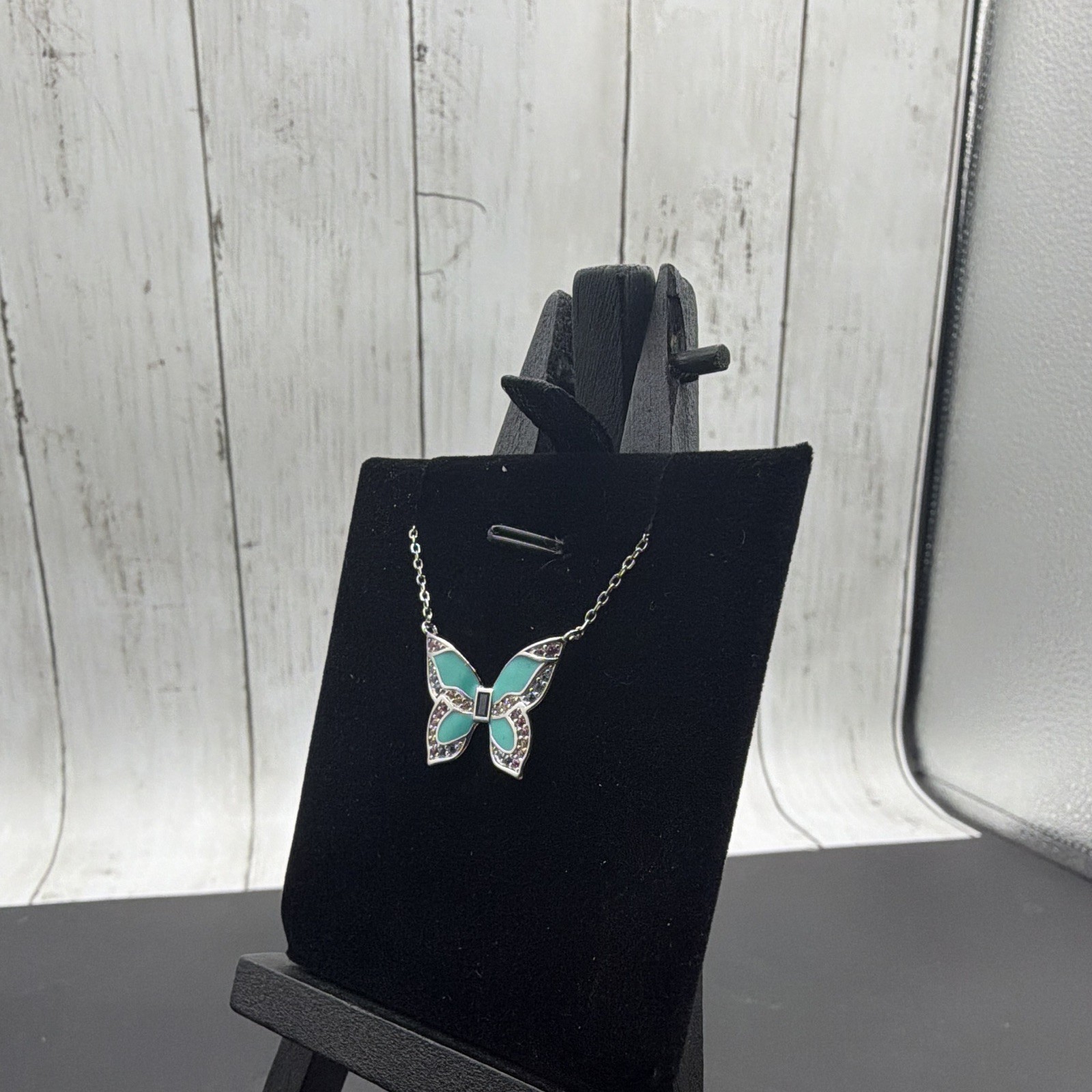 925 SS RH Sleeping Beauty Turquoise,Blue Sapphire &Pink &White crystal Butterfly