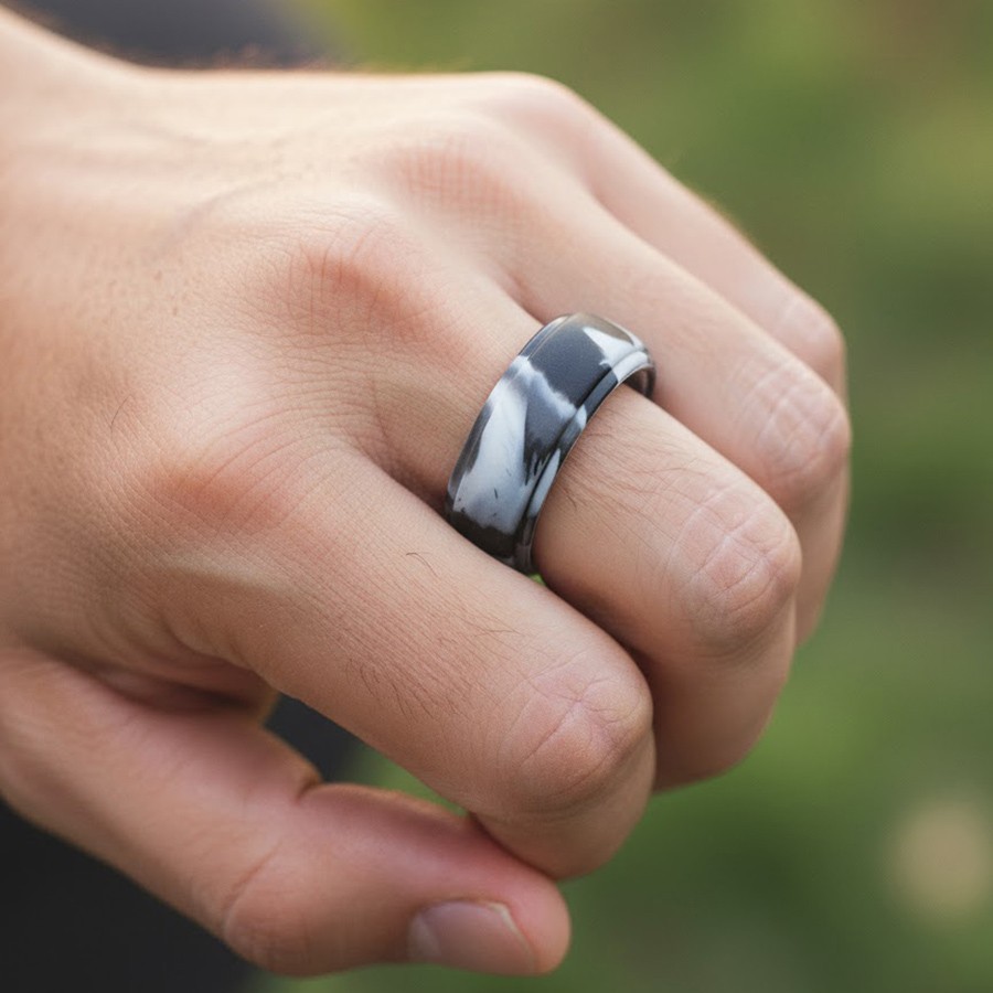 3-PK Silicone Flexible Wedding Ring Engagement Rubber Band Sport Gym Men Women