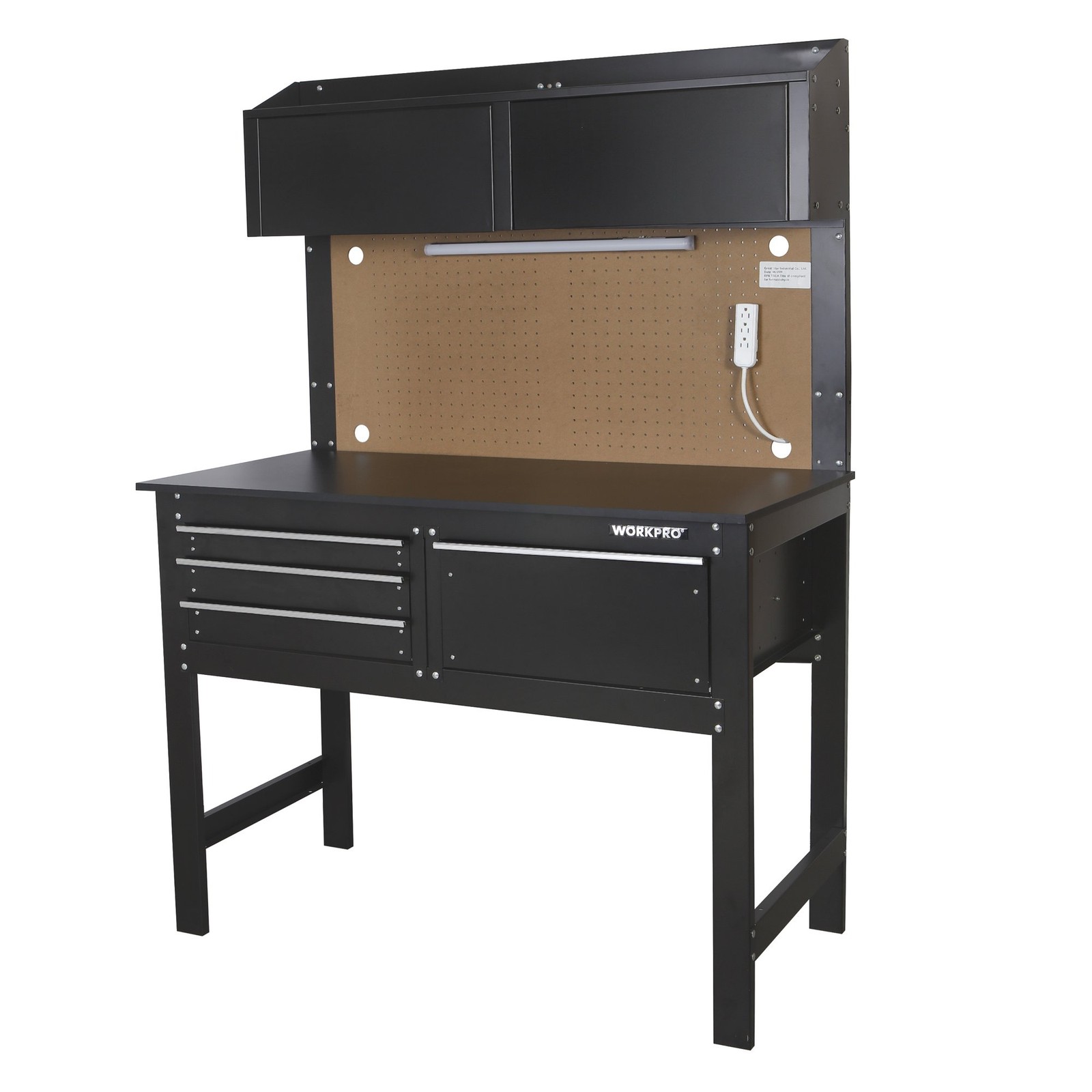 WorkPro 6713 2-in-1 48-Inch Workbench and Cabinet Combo With Light, Steel, Wood