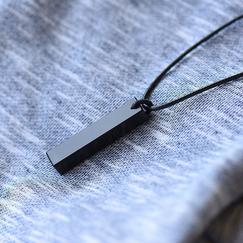 Healing Black Obsidian Bar Pendant Amulet Necklace Men Women Protection Jewelry#