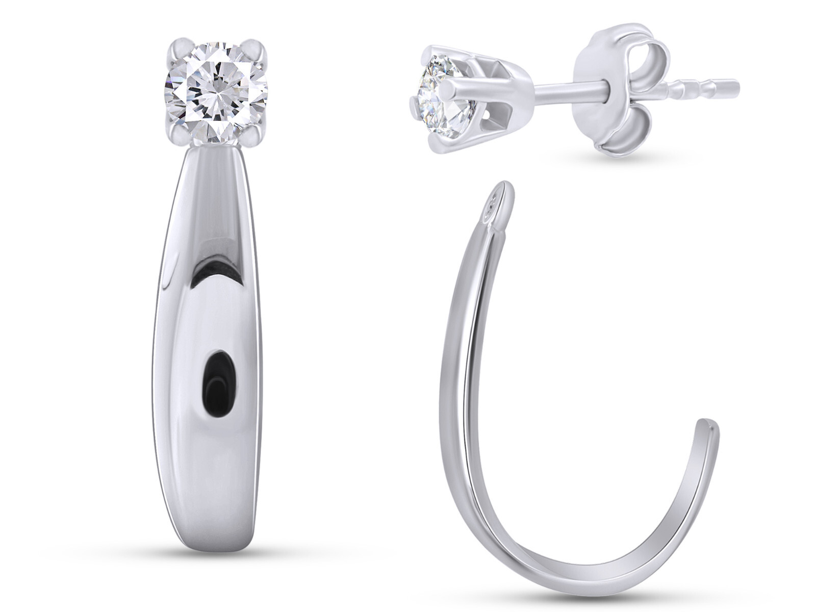 J Hoop Earrings Jacket for Studs Solid 925 Sterling