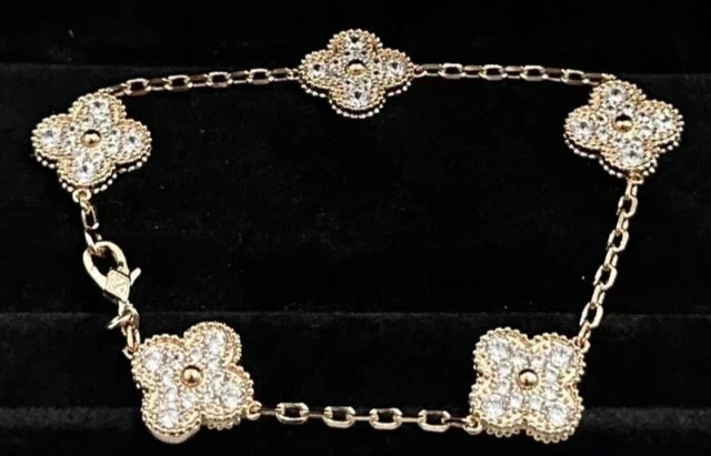 2Ct Round Cut Lab Created Diamond Female Flower Bracelet 14K Yellow Gold Plated