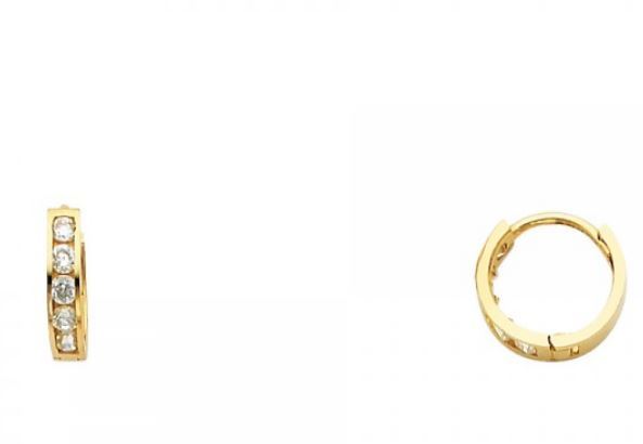 14K Yellow Gold Round Huggies Earrings for Women Children lab-created