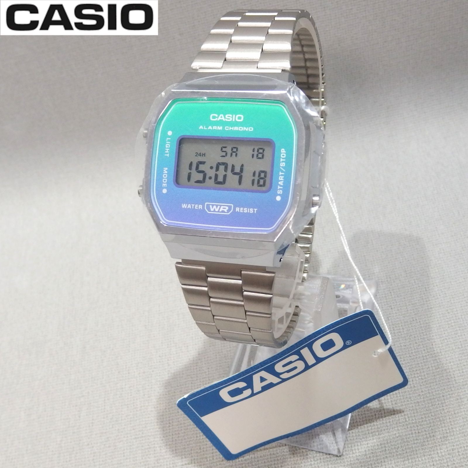 CASIO VINTAGE A168WER 2ADF A168WE Bi Color Dial Gradient Silver Digital Wristwat