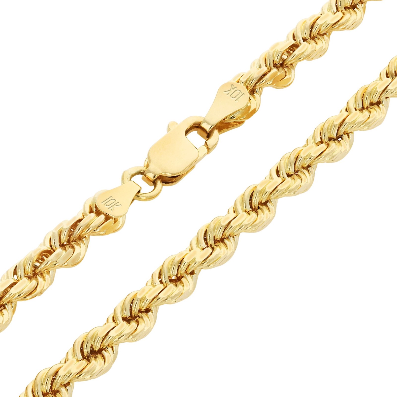 10K Yellow Gold 4mm Diamond Cut Rope Chain Bracelet Men Women 7″ 7.5″ 8″ 8.5″ 9″
