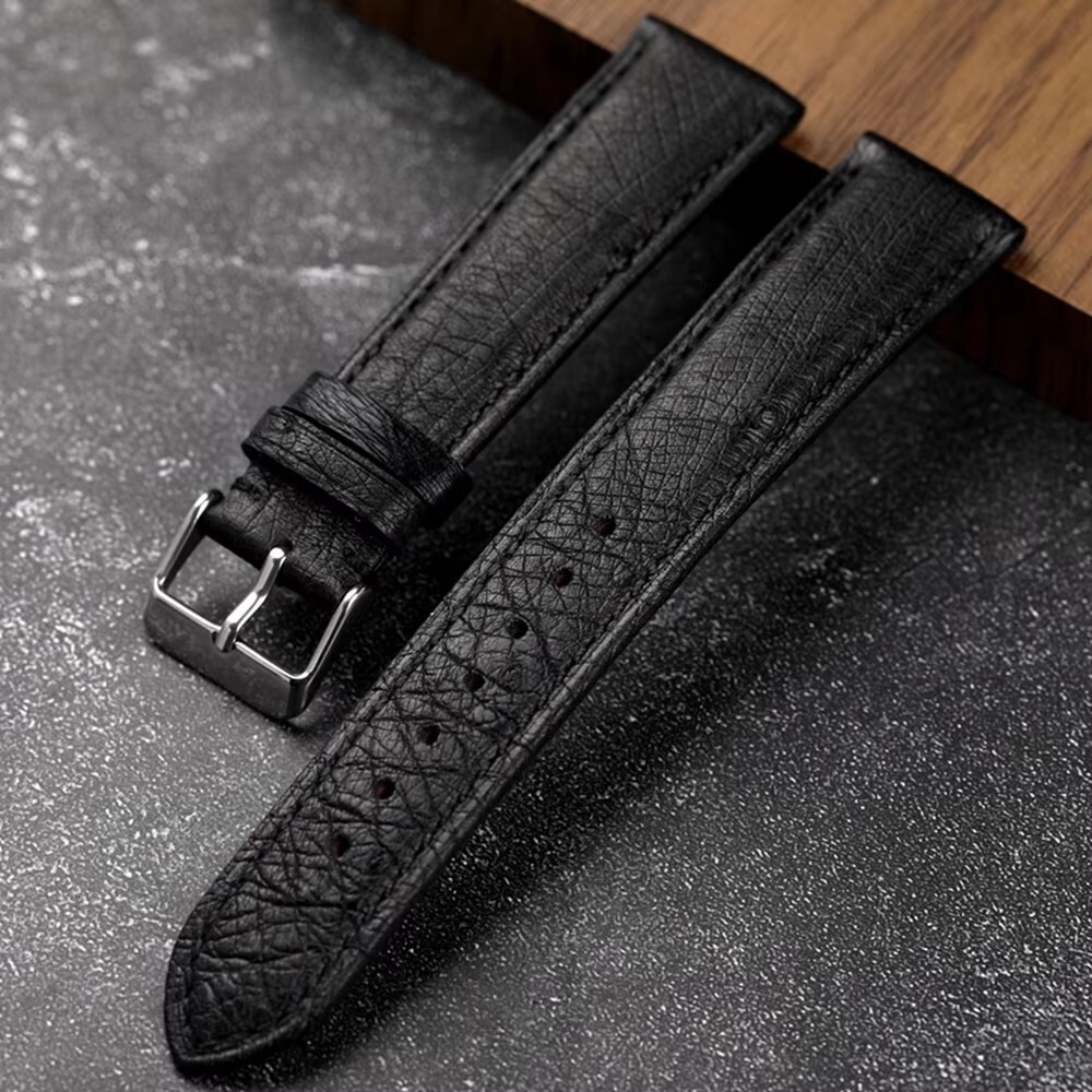 Black Brown Ostrich Leather Watch Strap 18mm 19mm 20mm 21mm 22mm