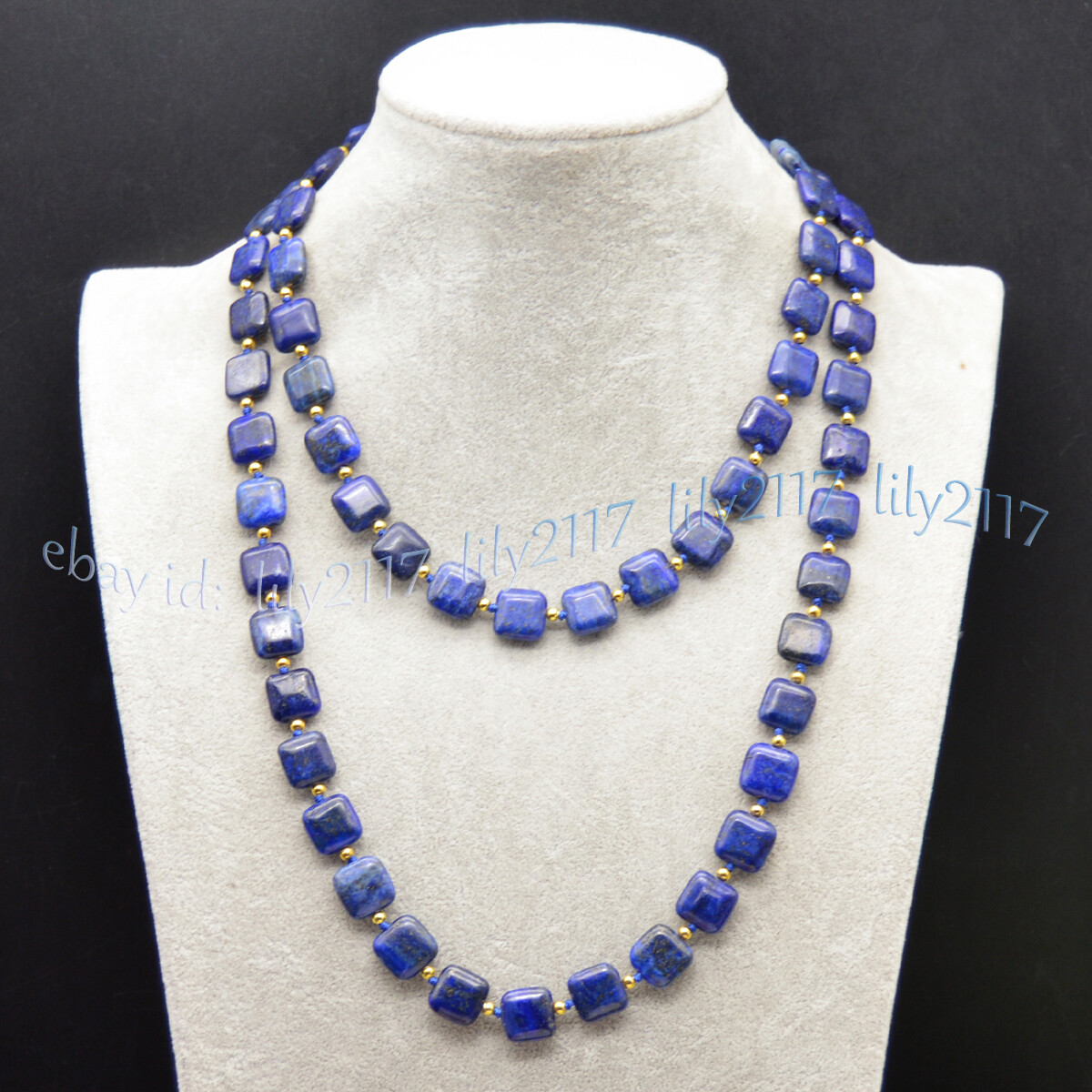 Natural Blue Lapis Lazuli 12mm Flat Square Gemstone Beads Necklace 14-100 inches