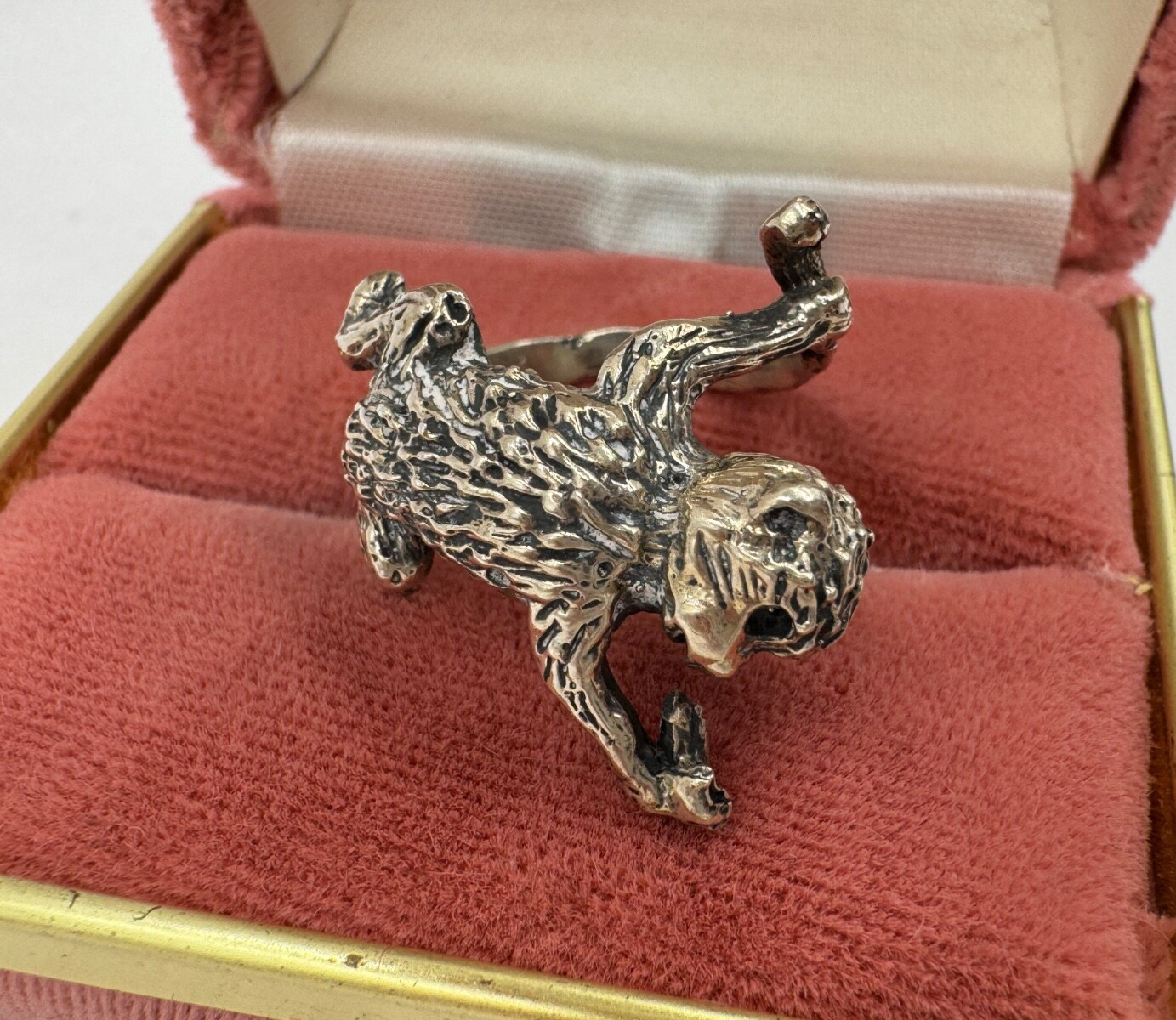 ABS UNIQUE MONKEY & BANANA STERLING SILVER UNIQUE RING SIZE 5.5 CUTE ADORABLE S