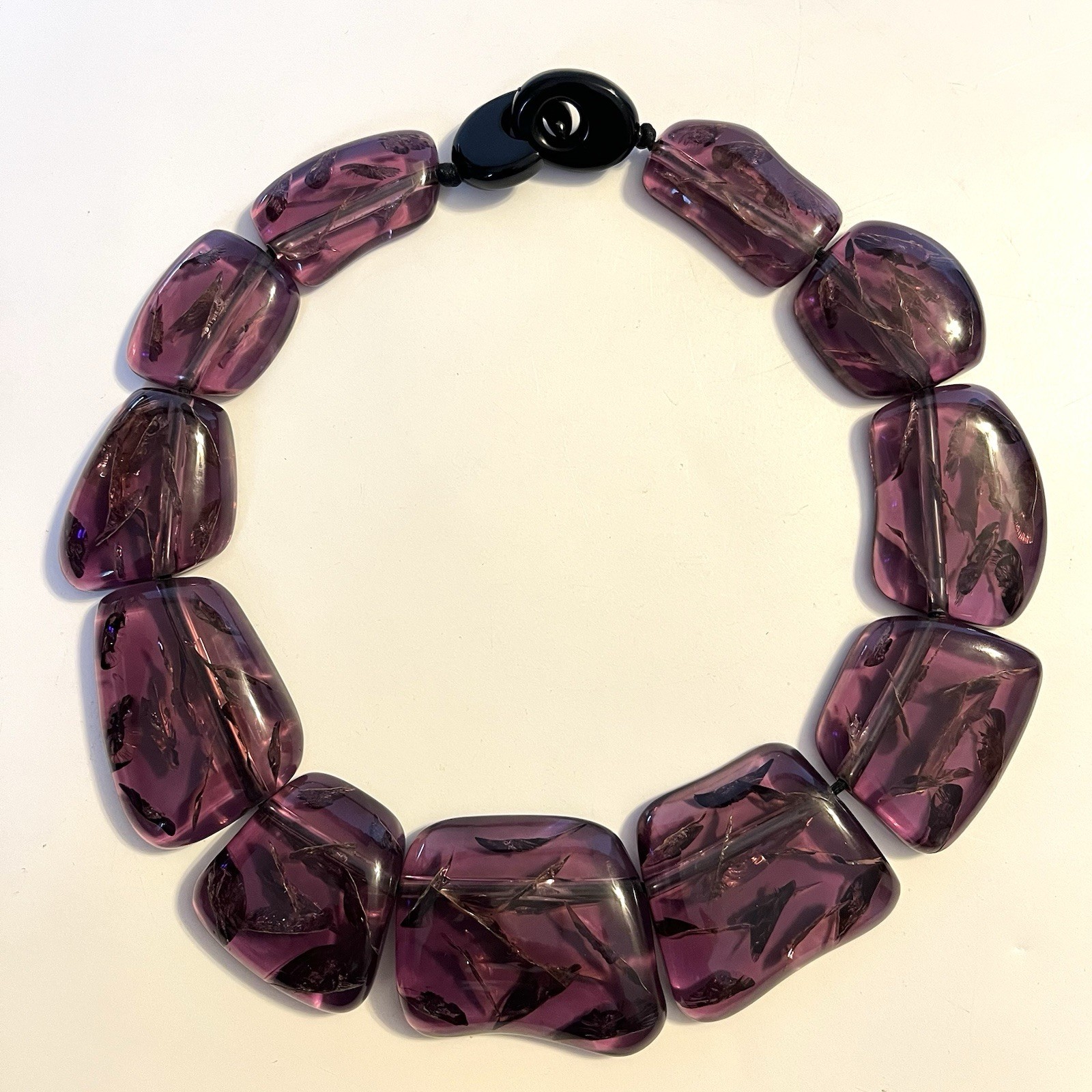 Gerda Lynggaard MONIES Massive Amethyst Crackled Acrylic Resin Collar Necklace
