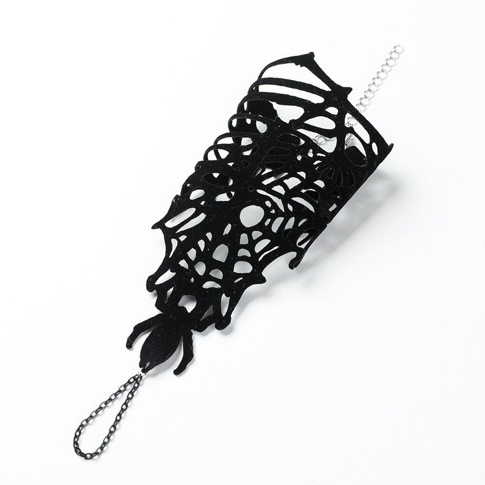 Gothic Spider Web Black Bracelet for Men Punk Halloween Fashion Jewelry