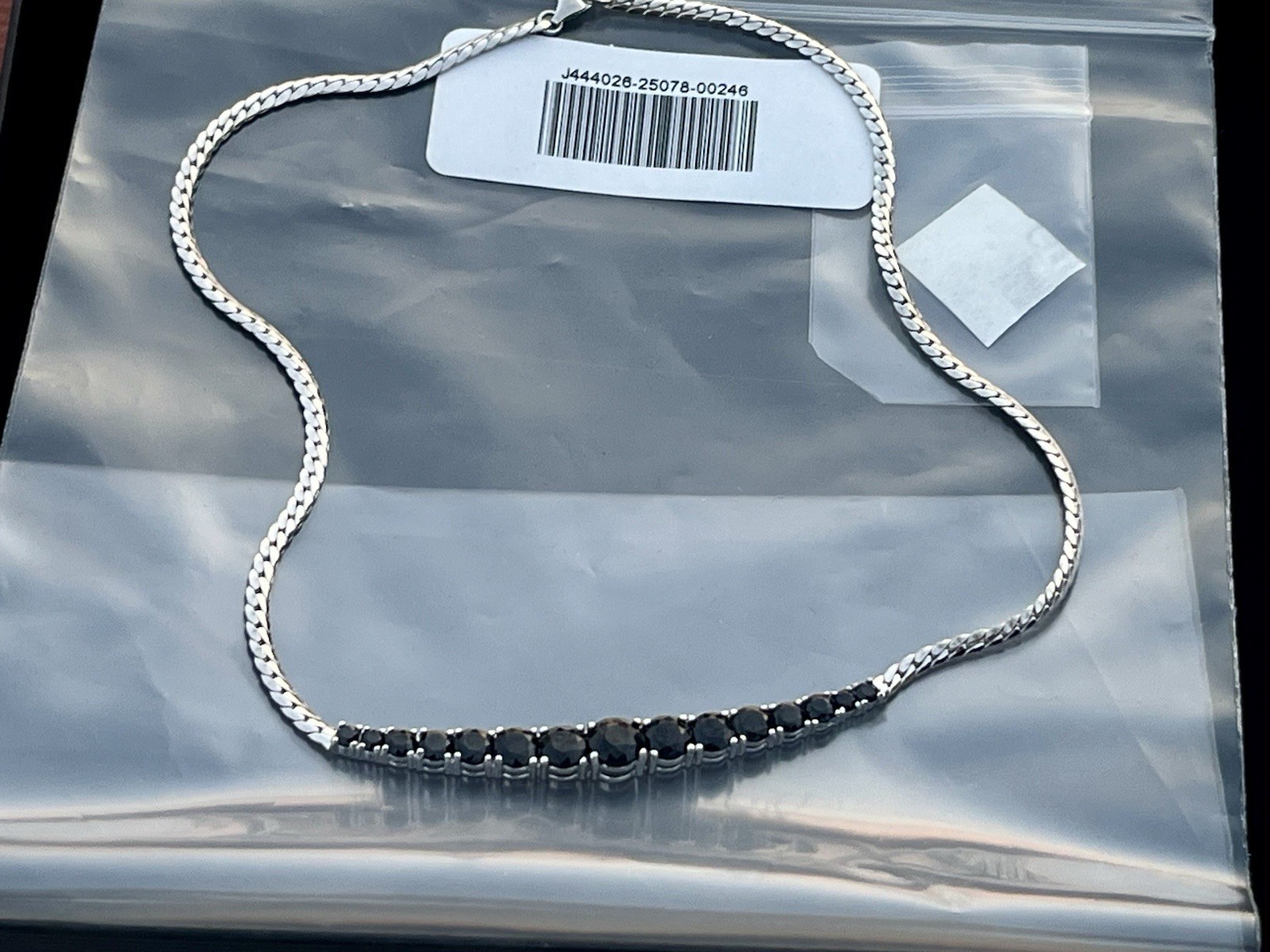 925 Sterling Sliver Snake Chain Black Spinal Necklace 16 in Signed Y