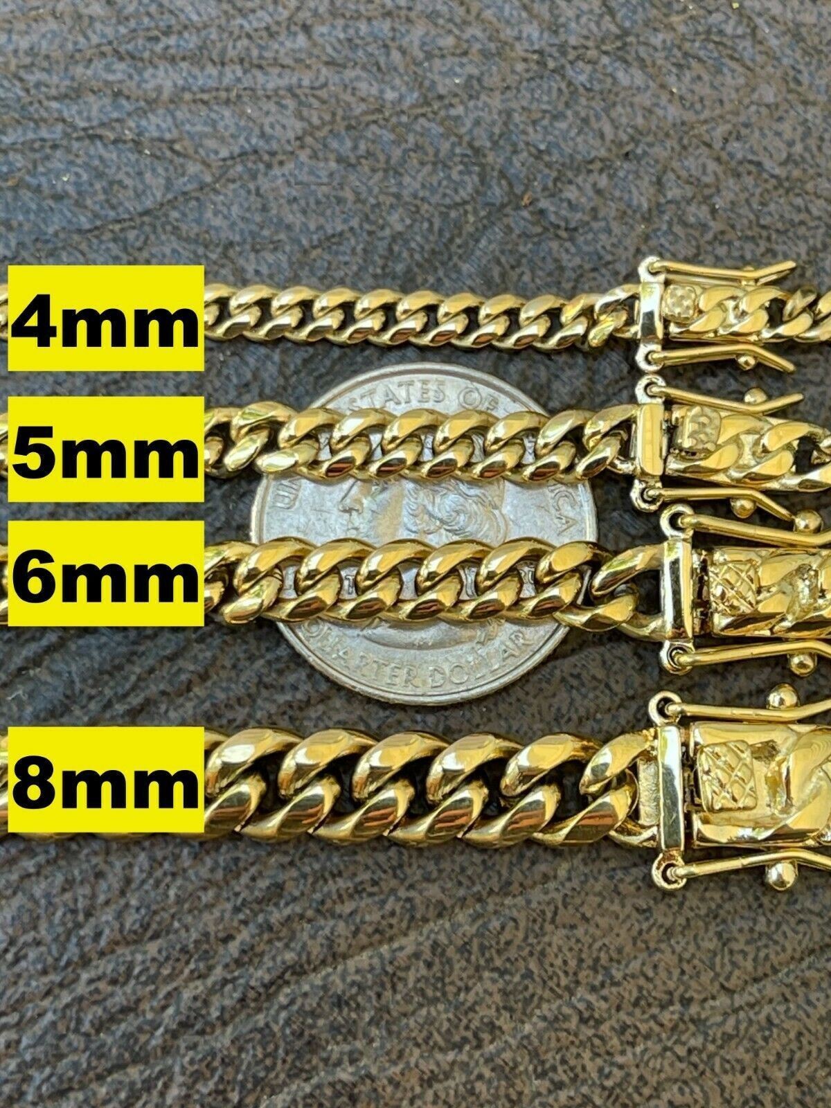 Miami Cuban Link Chain Necklace Bracelet 14k Gold Plated Stainless Steel 6-14mm