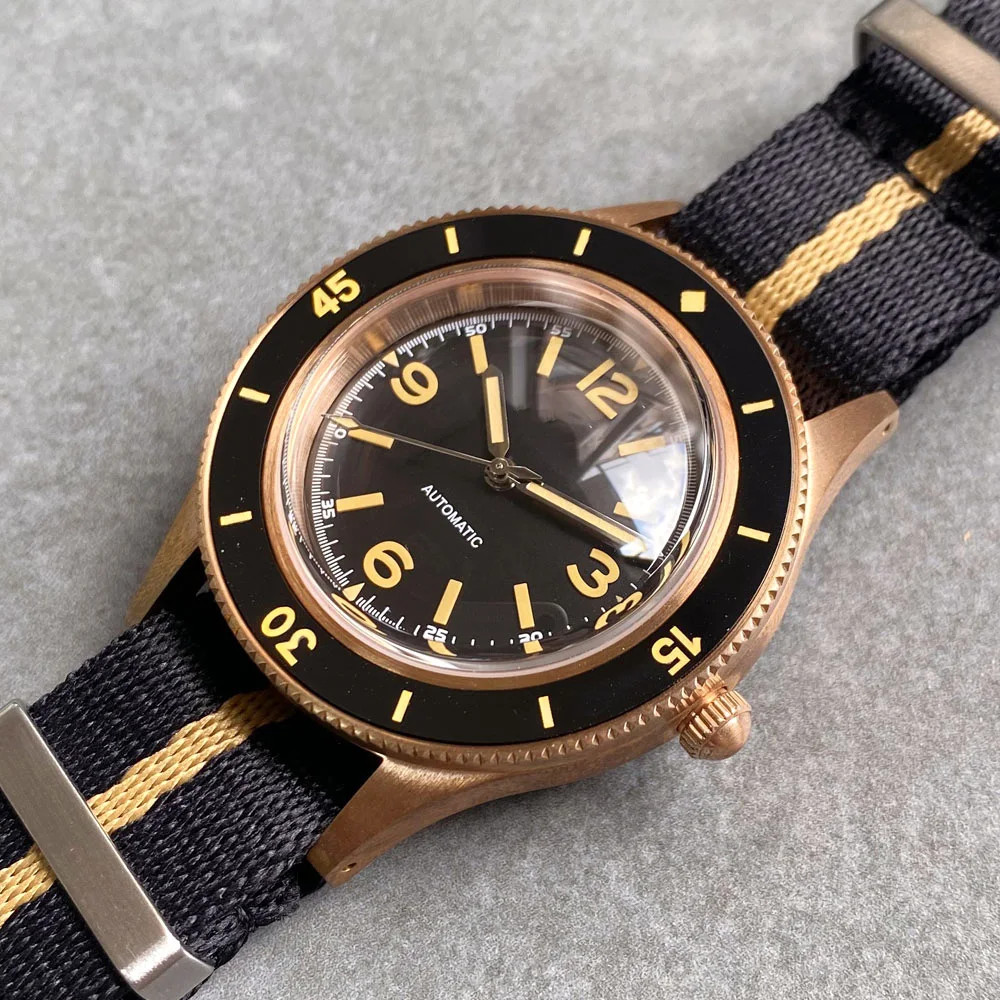 Tandorio 50 Fathoms Real CUSN8 Solid Bronze NH35A Auto Vintage Men Watch 20ATM