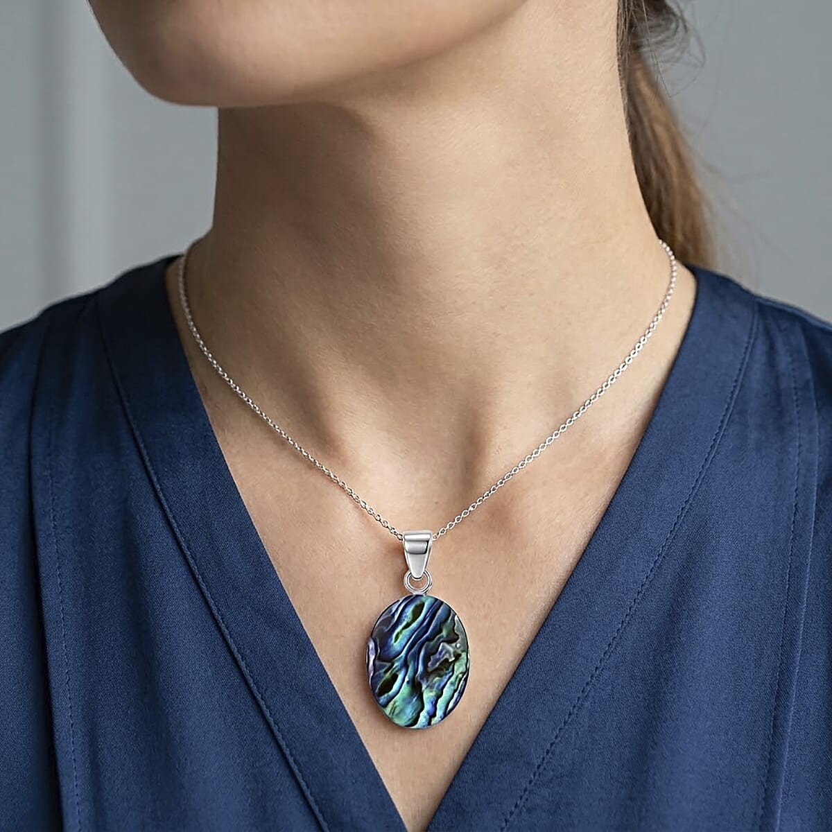 Abalone Shell Pendant without Chain in Sterling Silver