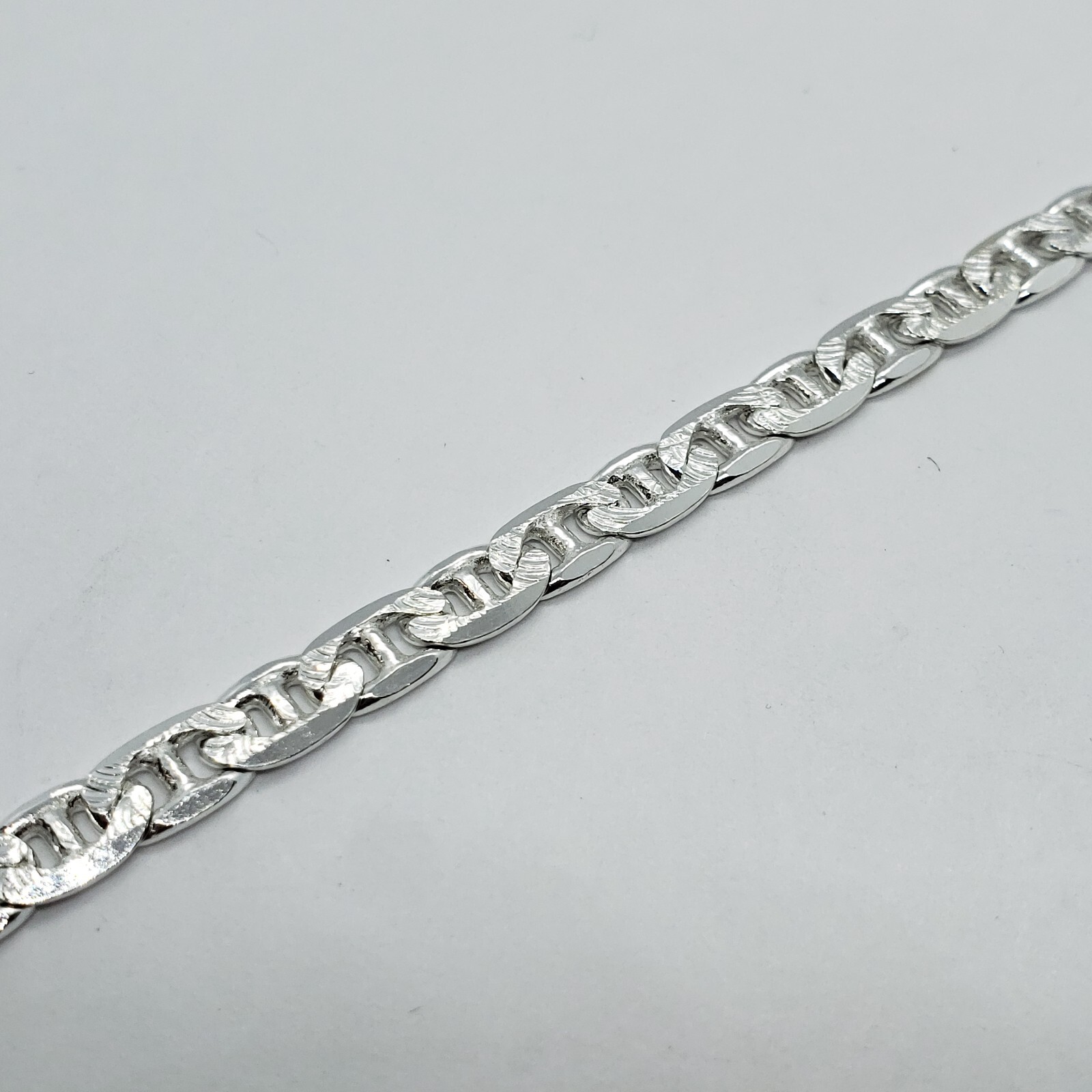Sterling Silver D/C Flat Mariner Link Chain Necklace Bracelet 6.4 mm 7-30 inch