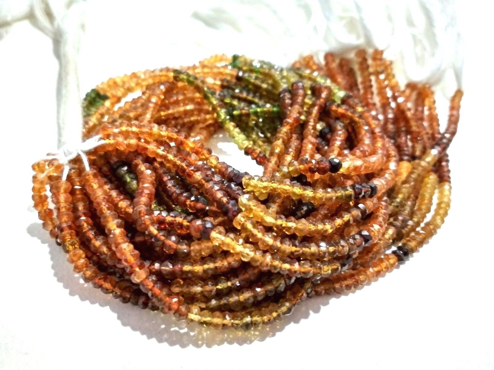 5 Strand Natural Multi Petrol Tourmaline Rondelle Faceted Beads 12″inch MPT1
