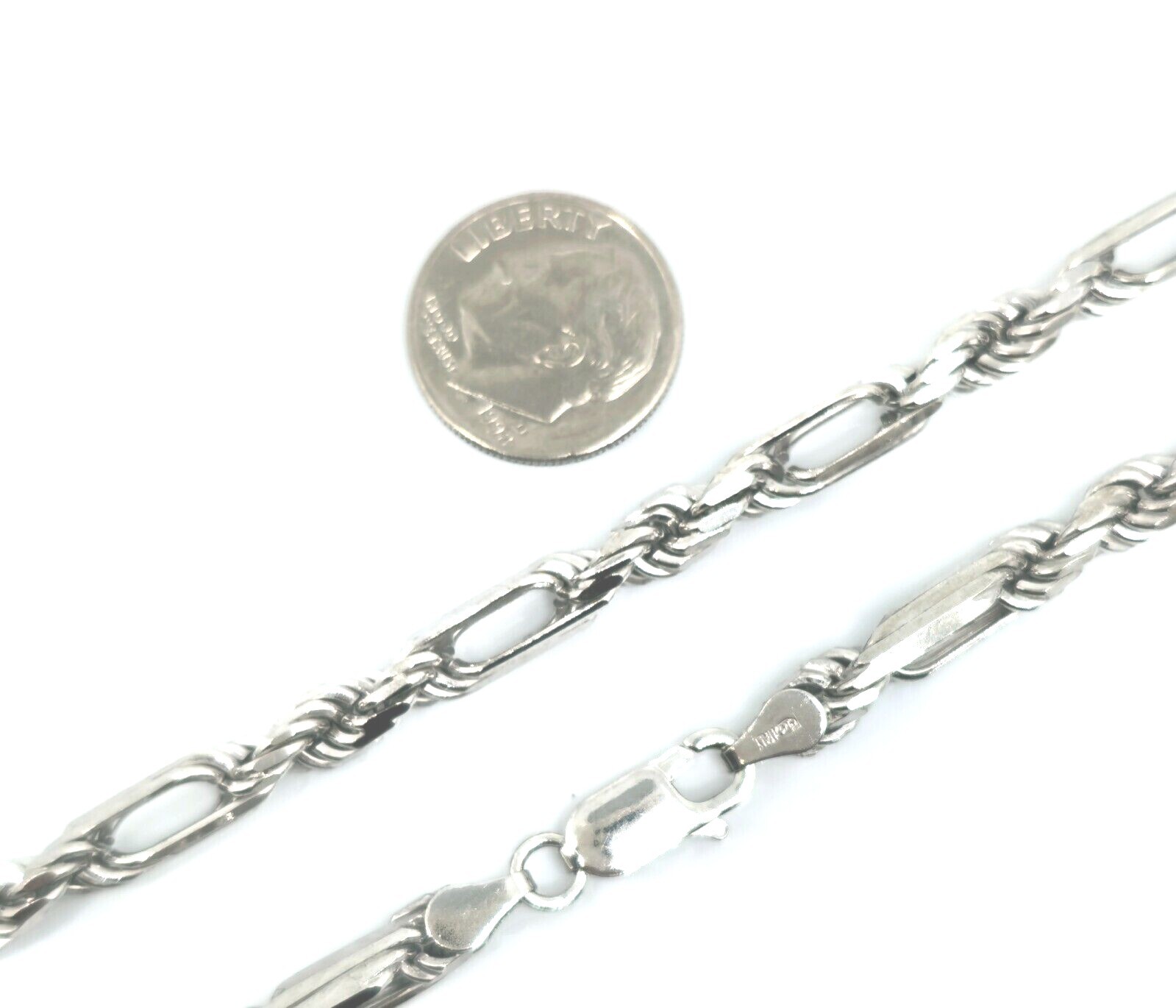 Men FigaRope Real Solid 925 Sterling Silver Milano 14k gold Finish Chain Necklac