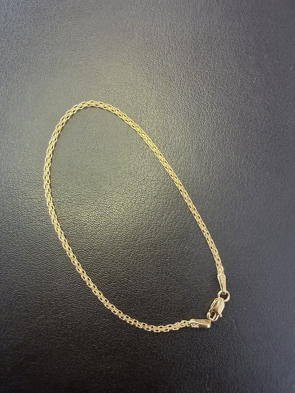 10K Solid Gold Bismark Chain Bracelet 7in 1.8mm Fine Jewelry
