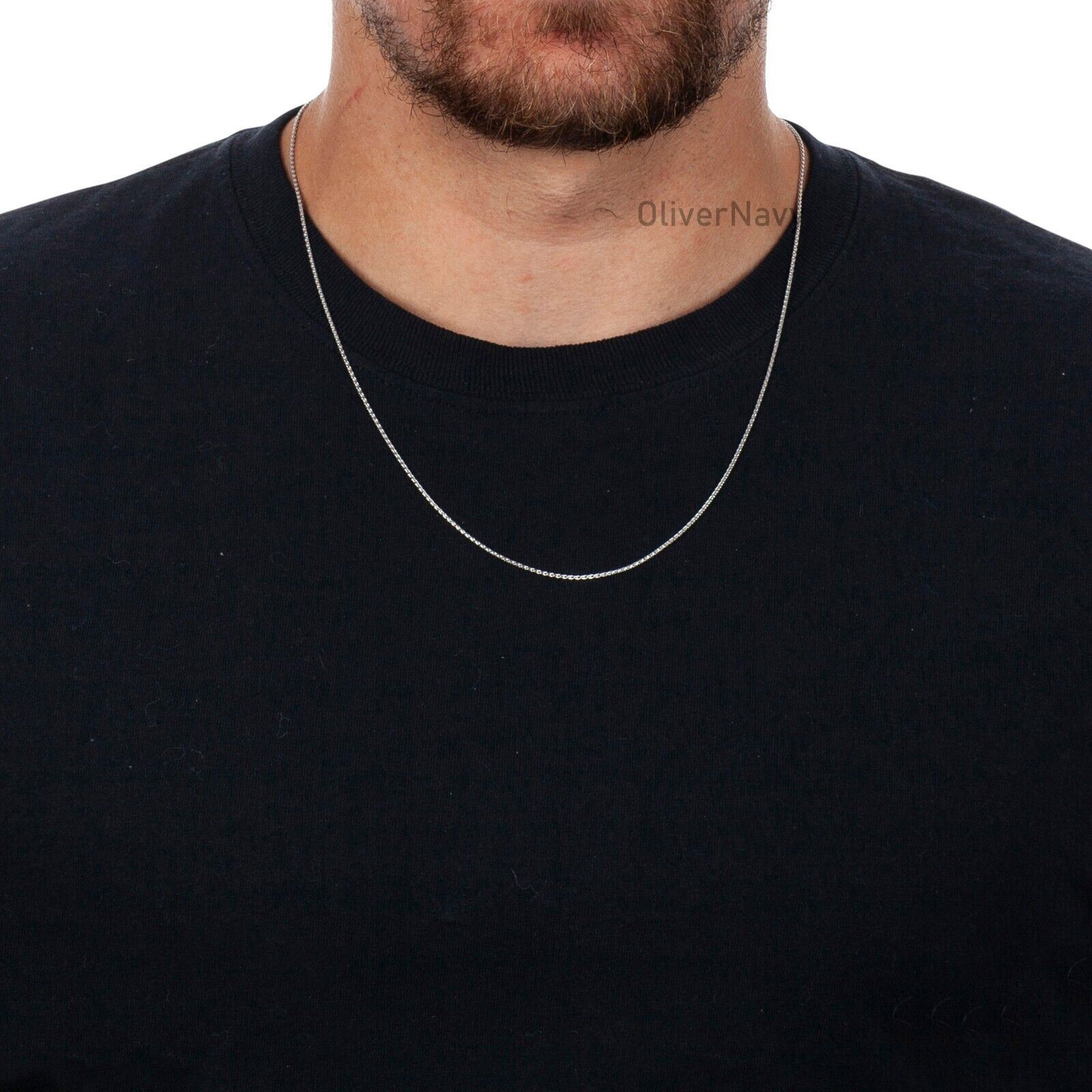 Solid 925 Oxidized Sterling Silver Italian 1mm Spiga Wheat Chain