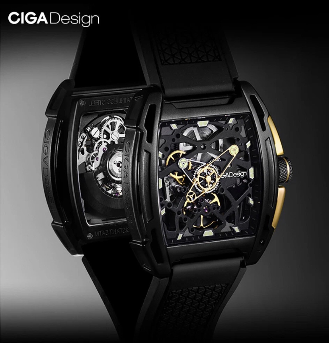 CIGA Design Z Series Automatic Openworked Steel Dlc Gold Black Men’s Watch