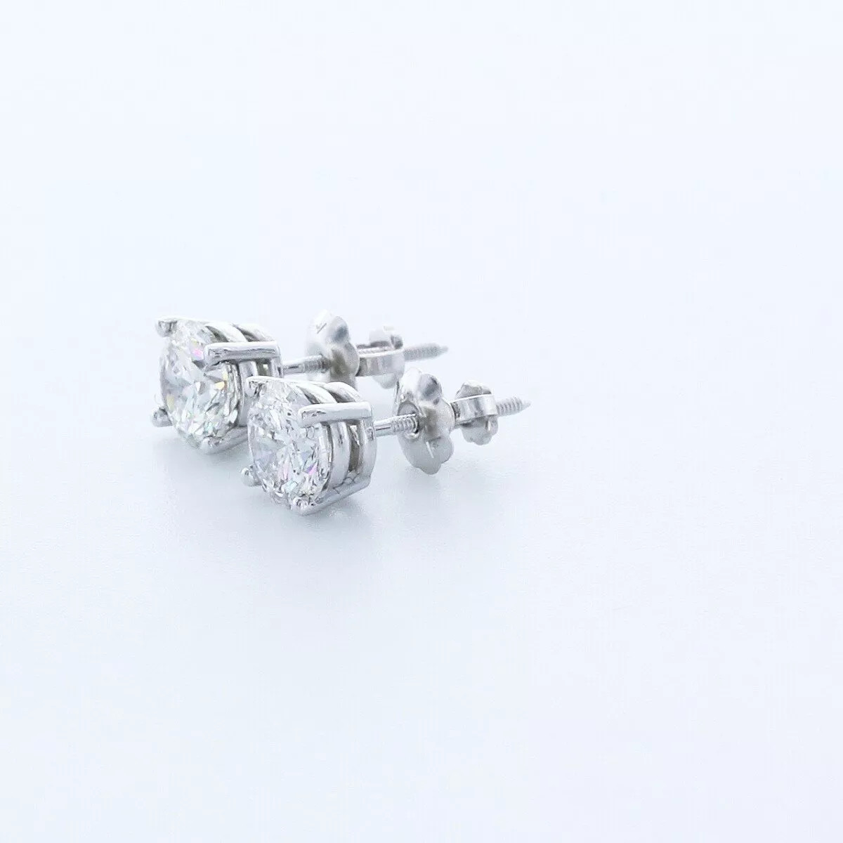 Stud Earrings Solid 14K White Gold Classic 0.50 CT Round Natural Diamond G VS2