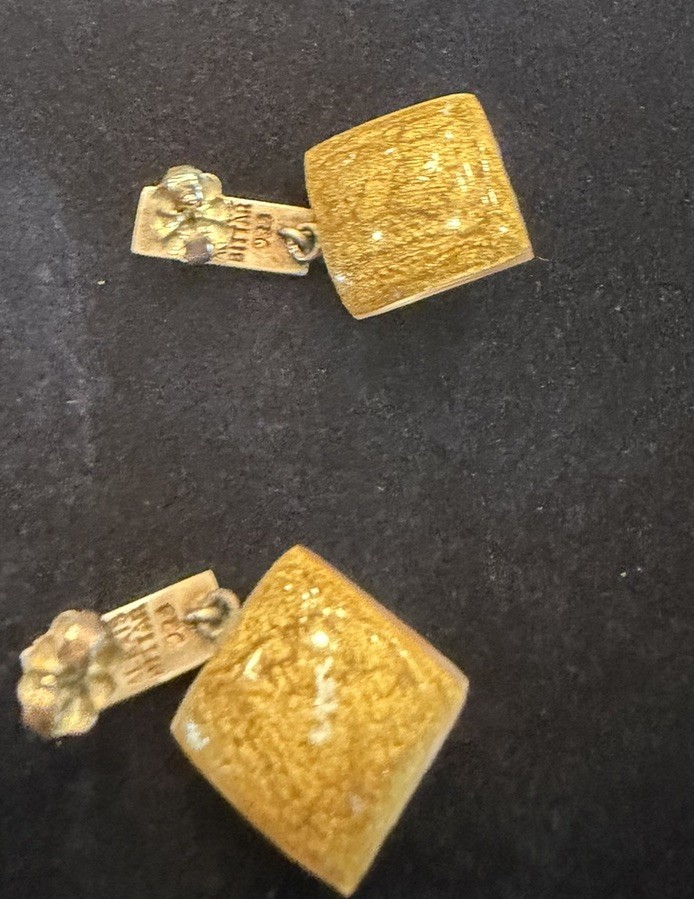 alexis bittar lucite drop earrings Post Bar Golden Peach Sterling 1” Overall