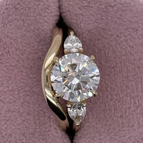 18k Yellow Gold Finish Round Lab Created Diamond Engagement & Everyday Wear Ring
