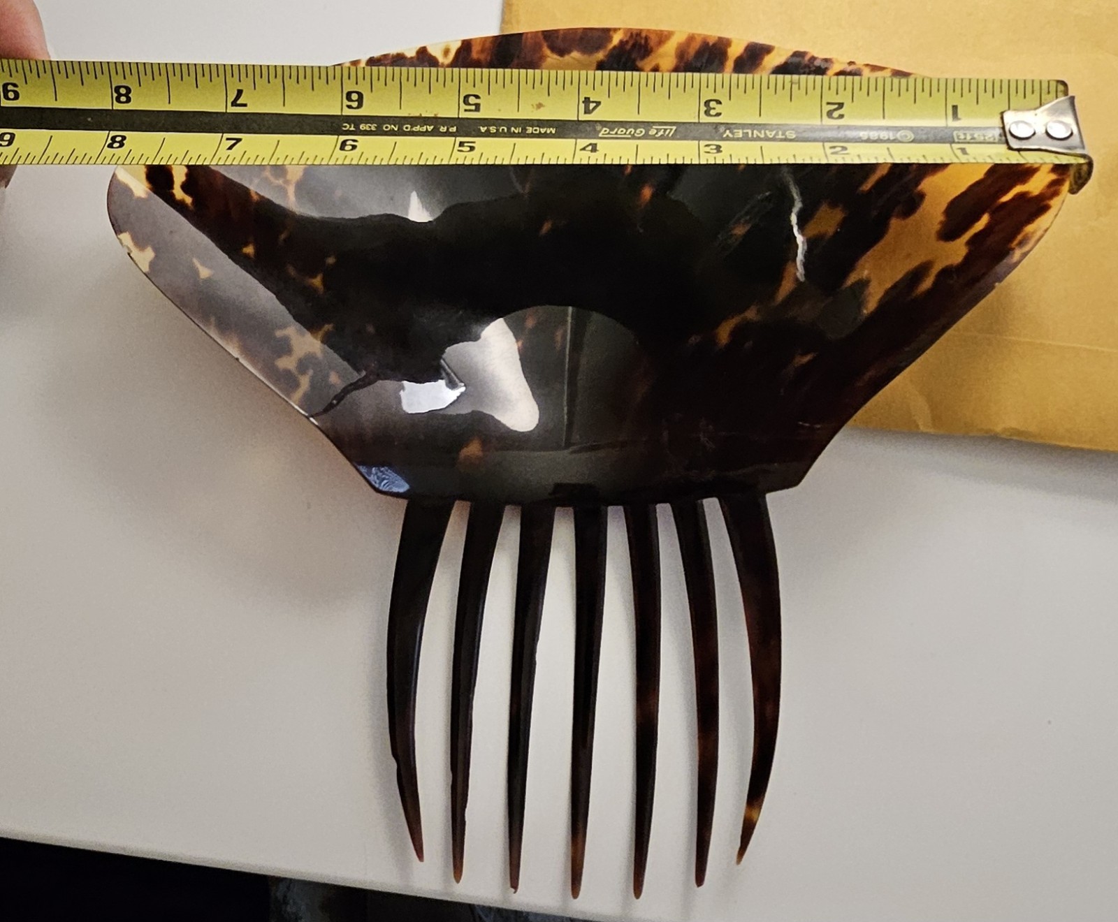 Large Authentic Vintage Tortoise Shell Hair Pick Comb Hair Styling Tool